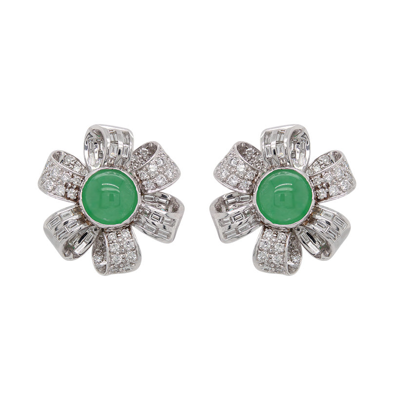 "Platinum Ribbon" Vintage Jade Earrings Lilliane's Jewelry