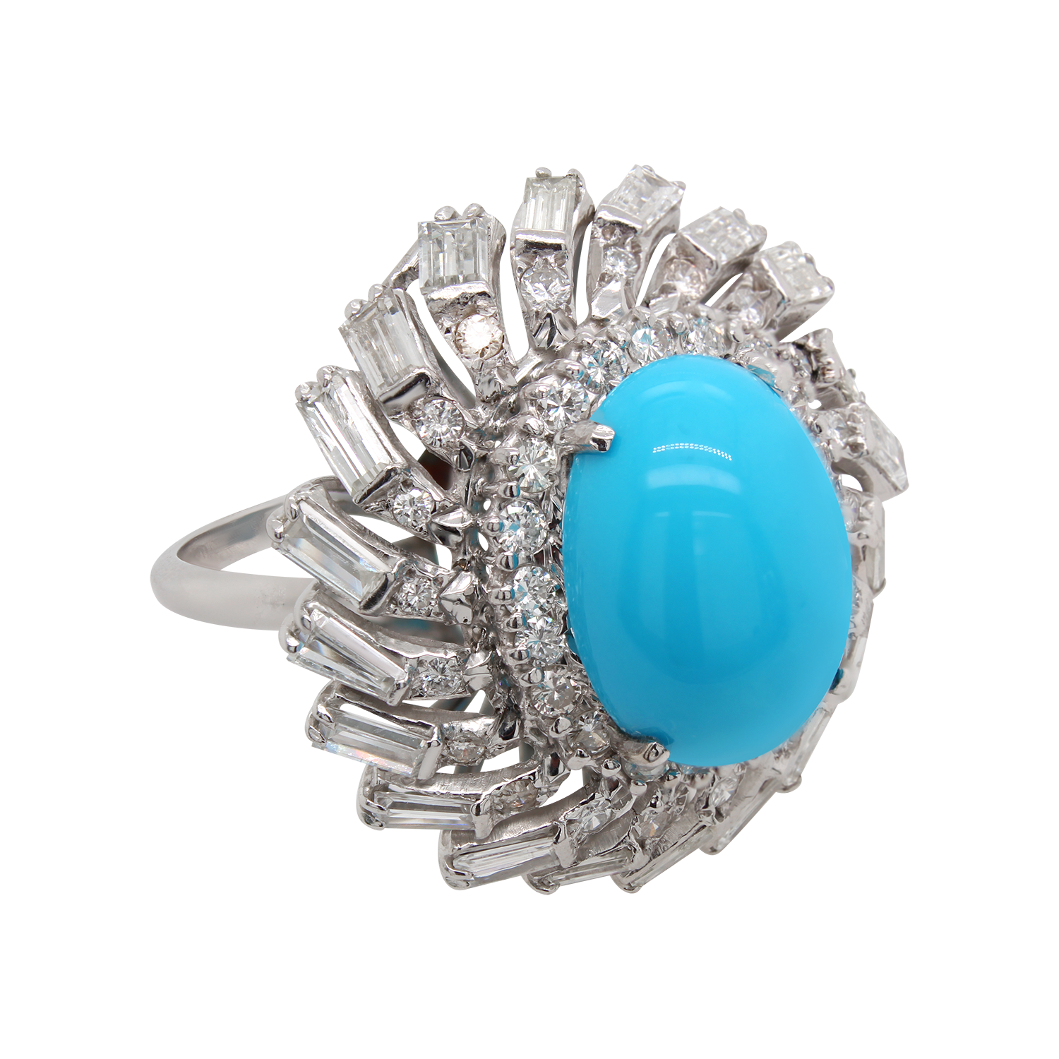 "Cerulean Crown" Estate Turquoise and Diamond Ring - Lilliane's Jewelry