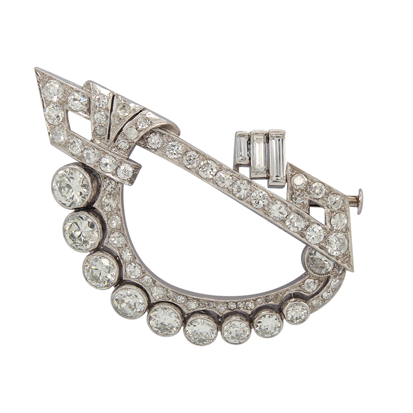 "Bold Geometry" Art Deco Diamond Pin Lilliane's Jewelry