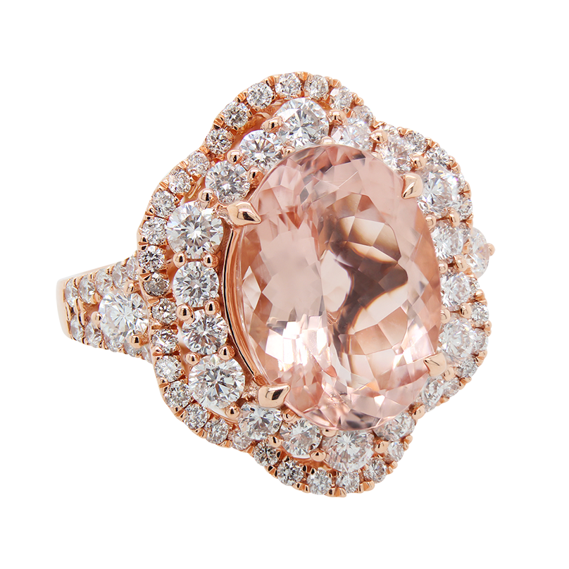 Pink Morganite Engagement Ring in Gold & Diamond Melbourne, Australia