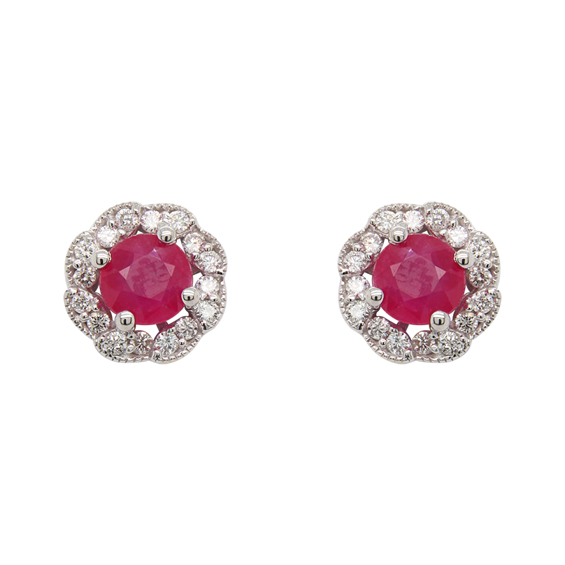 "Cherries and Sugar" Ruby Stud Earrings Lilliane's Jewelry