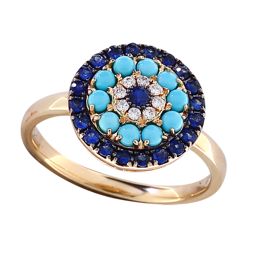 BJC Samuel Benham 925/750 Sterling & 18K Gold Turquoise Pink Sapphire Ring  6 3/4 - Etsy