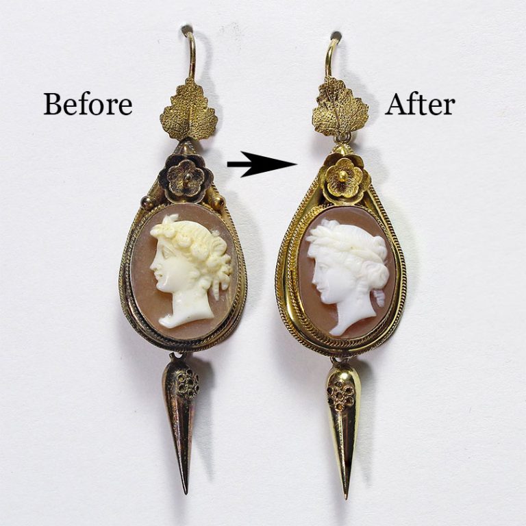 AntiqueCameoEarrings_Before&After